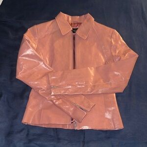 Chic Women's Pink Leather Jacket